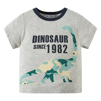 Kids Dinosaur Print T-Shirt Gray 1982