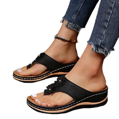 2026 Summer Cross-Border Trade Thick-Soled Wedge Large-Size Flip-Flops Platform Casual Fashion Versatile Women's Shoes