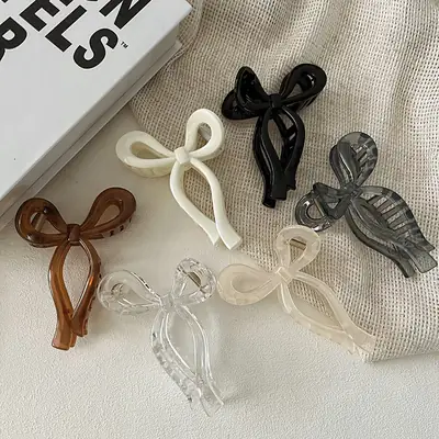 Korean Style Bow Hair Clips Wholesale Plastic Large