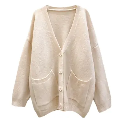 2025 Women's Blue Knitted Cardigan Jacket Mid-Length