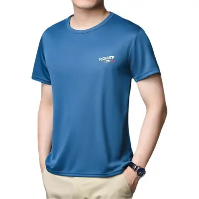 Men Blue Mesh T-Shirt Large 3 Bar