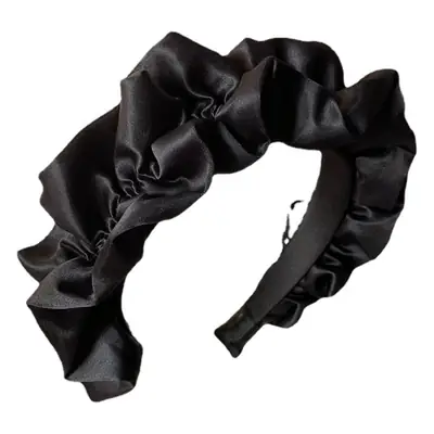 Women's White Pleated Skull Top Headband with Black Strap