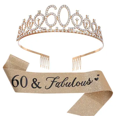 30 & fabulous30 Rose Gold Crown & Ribbon Set