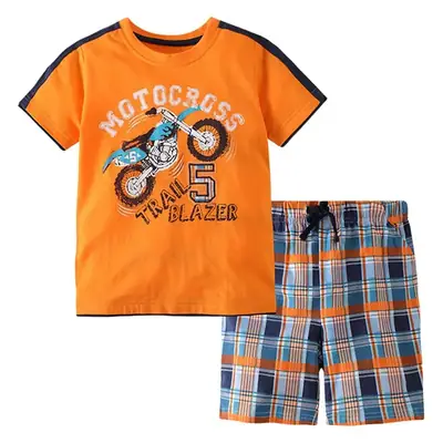 Little Monster Graphic Cotton Boys Suit Red Blue