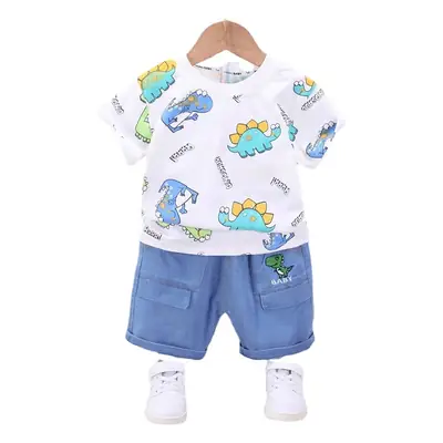 Baby Dinosaur T-Shirt & Shorts Set Cotton Blue White