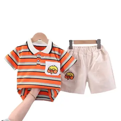 Children Cotton Striped T-Shirt Shorts Suit Summer Boys