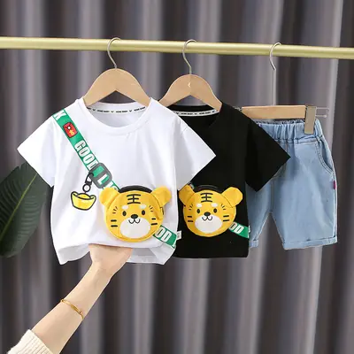Boys T-shirt Shorts Set White Blue 1-5Yr