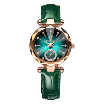 Women's Maroon Crystal Watch with Rose Gold Band