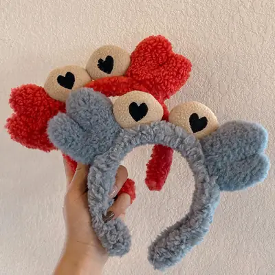 Plush Heart Hairband for Women Face Wash Clip