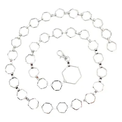 Silver Hexagonal Metal Waist Chain for Women