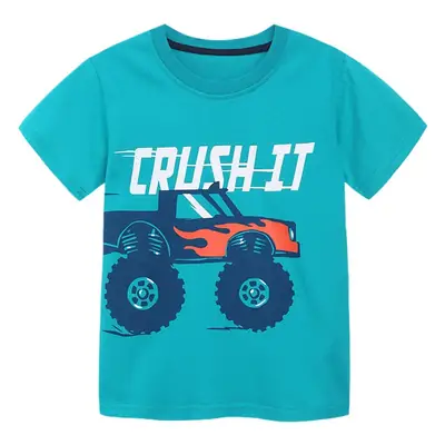 New Summer Knitted Cotton Boys T-Shirt Teal Round Neck