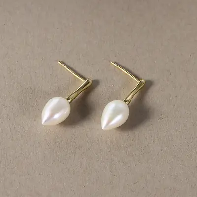 Drop Pearl Earrings Gold Plated S925 All Over