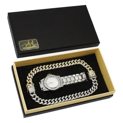 Gold Plated Women's 3-Piece Watch Set with Diamond Stones