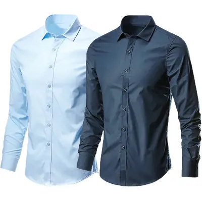 White Long-Sleeved Business Shirt for Men