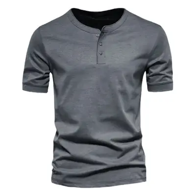 Men's Gray Slim Fit Button T-Shirt