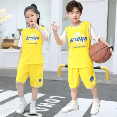 Boys' Yellow Basketball Shorts Set Medium Large