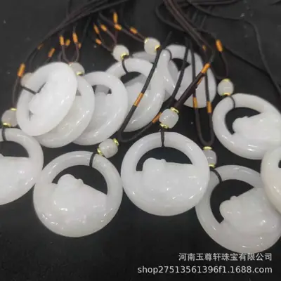 White Jade Hollow Maitreya Pendant for Women