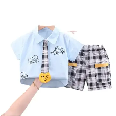 Children Cotton T-Shirt Shorts Set Summer Baby Boys