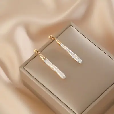 Natural Pearl Earrings for Women Gold Plated