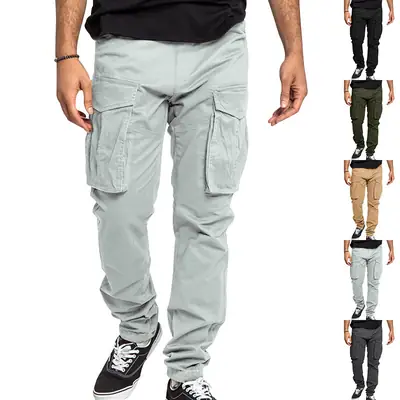Men's Tan Multi-Pocket Cargo Pants Large