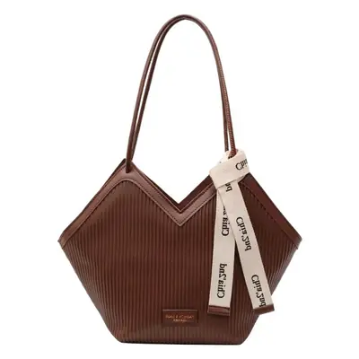 Korean Style Brown Canvas Shoulder Bag for Women