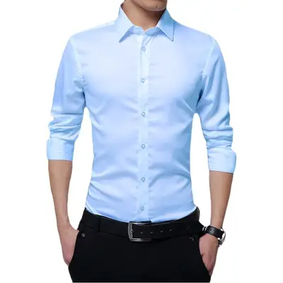 Men's Black Slim Fit Long Sleeve Shirt
