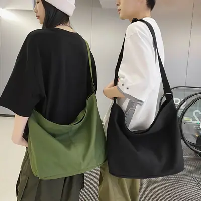 Green Canvas Crossbody Bag for Women College Student Large Capacity