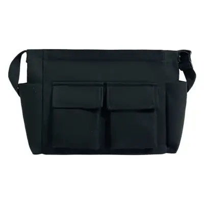 Women's Black Canvas Crossbody Bag with 5 Pockets