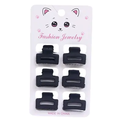 Set of 6 Mini Black Hair Clips for Women