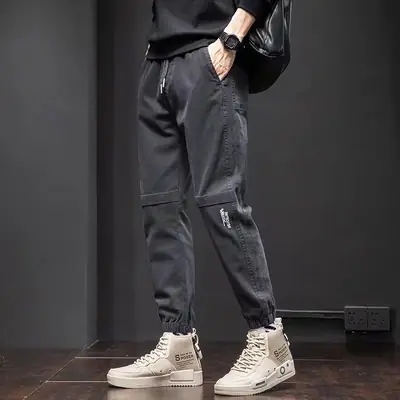 Men Velvet Leg-Tie Pants 2024 Winter Casual Sports