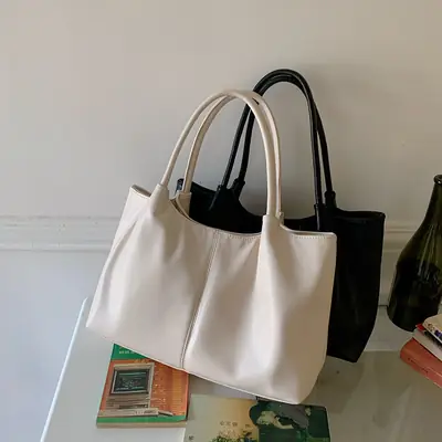 2026 White Large Capacity Tote Bag for Daily Commute