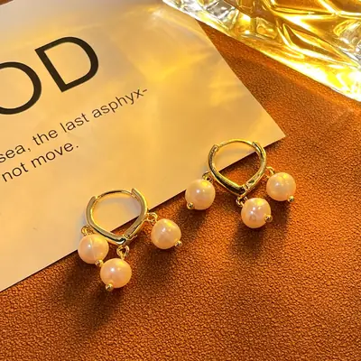 18K Gold Plated Pearl Earrings for Women