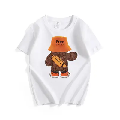 Free Bear Graphic Yellow T-Shirt for Kids