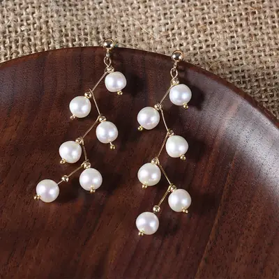 Pearl Earrings Natural Freshwater S925 Silver Gold Plated