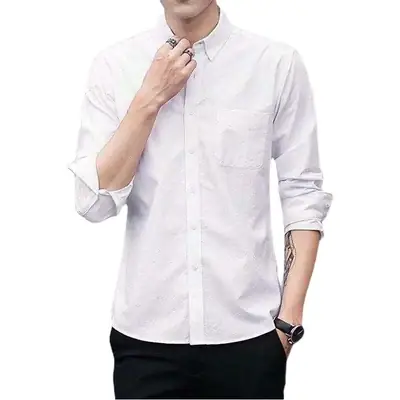 Men Slim Fit Long Sleeve Shirt Grey Winter