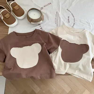 Children's Bear Patch T-Shirt 0-6Yr Summer Wear
