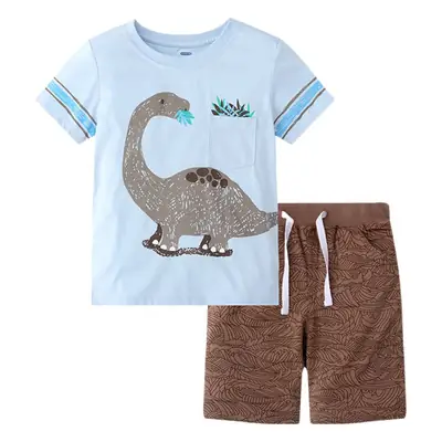 Little Monster Car Print Boys Cotton T-Shirt Shorts Set Red Blue