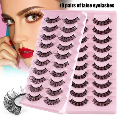 False Eyelashes 10 Pairs Chemical Fiber Natural Grafted Thick Curled