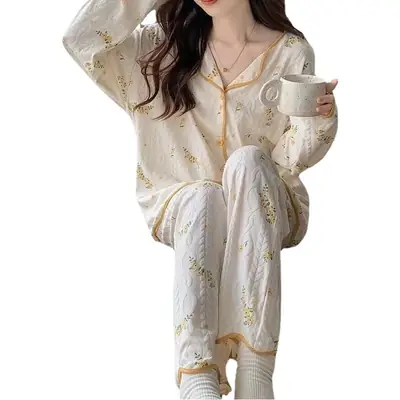 Women's Long Sleeve Floral Pajamas Autumn Spring