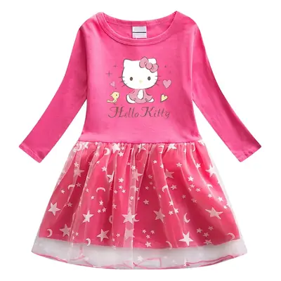 Pink Hello Kitty Long Sleeve T-Shirt Dress for Girls