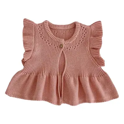 White Knitted Flying Sleeve Baby Vest Cardigan