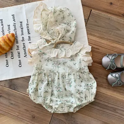 Baby Floral Bag Hat Set 0-2 Summer South Korea