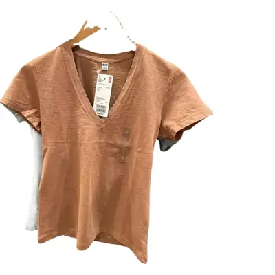 Japanese Women V Neck Bamboo Yarn T-Shirt Pink 2023