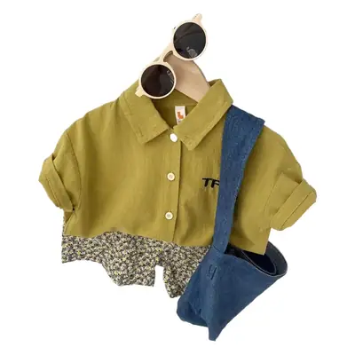 Baby Floral Short Sleeve Shirt & Yellow Shorts Set