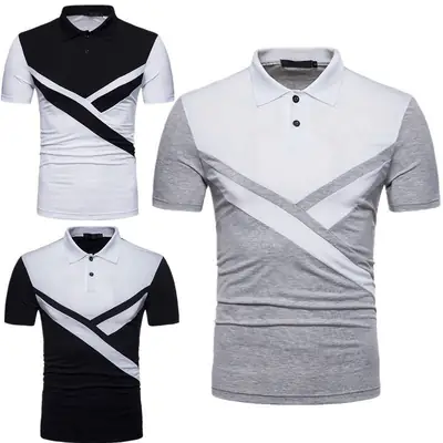 Men's Grey Cross Striped Polo Shirt Summer 2022