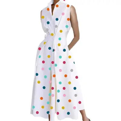 Women's V-Neck Button Fishtail Dress 2024 Summer
