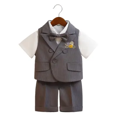 Kids Spring Shorts Suit Boys White Bow Tie