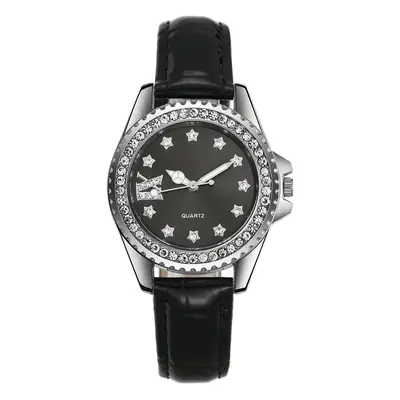 Green Star Dotted Ladies Quartz Watch with Leather Strap