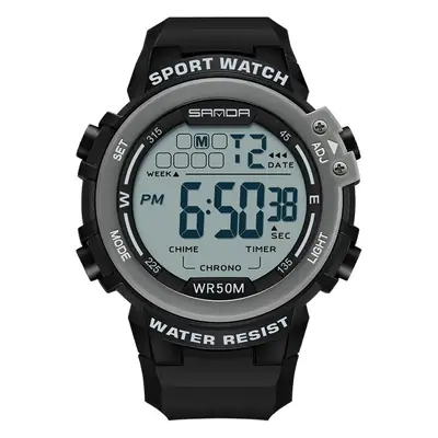 Multifunctional LED Digital Watch for Men Women Waterproof Black White Night