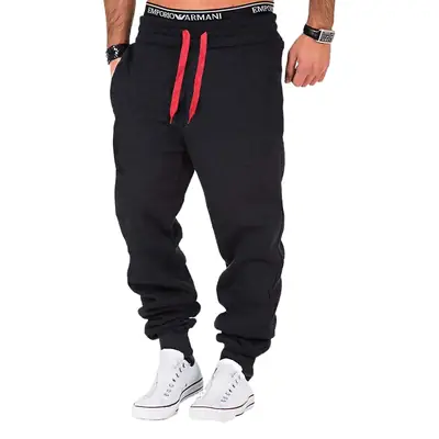 White Elastic Waistband Casual Sports Pants for Men Women
